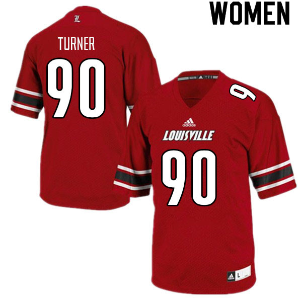 Women #90 Jacquies Turner Louisville Cardinals College Football Jerseys Sale-Red